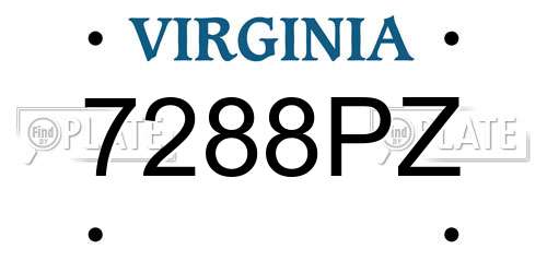 7288PZ Virginia License Plate