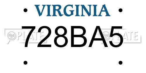 728BA5 Virginia License Plate