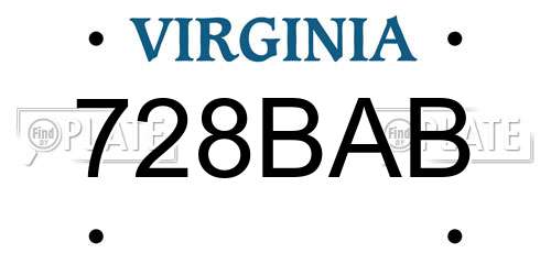 728BAB Virginia License Plate