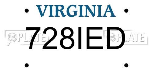 728IED Virginia License Plate