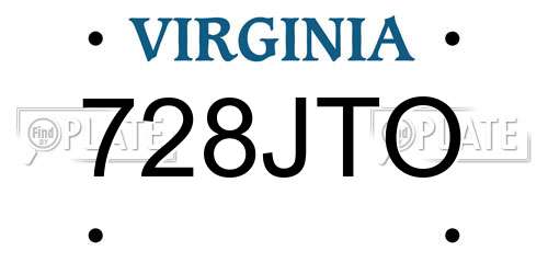 728JTO Virginia License Plate