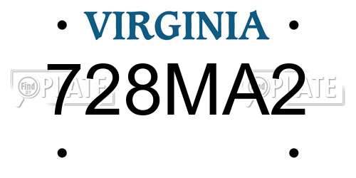 728MA2 Virginia License Plate