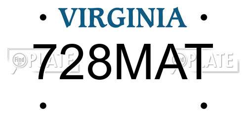 728MAT Virginia License Plate