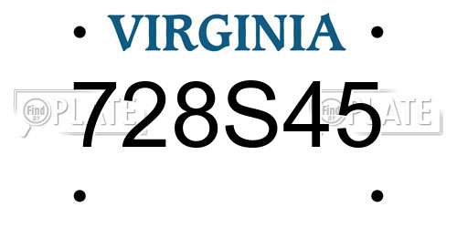 728S45 Virginia License Plate