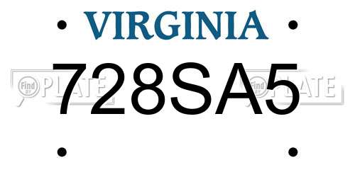 728SA5 Virginia License Plate