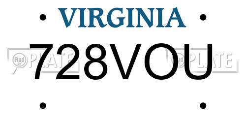 728VOU Virginia License Plate