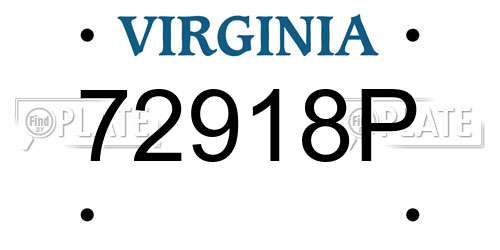 72918P Virginia License Plate