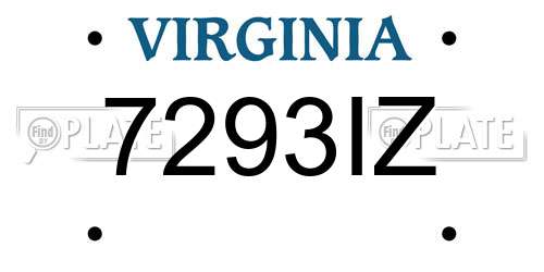7293IZ Virginia License Plate