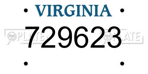 729623 Virginia License Plate