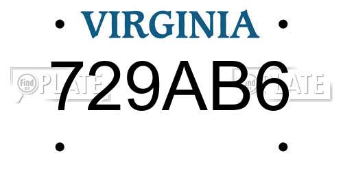 729AB6 Virginia License Plate