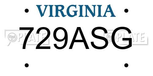 729ASG Virginia License Plate