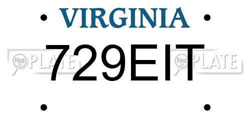 729EIT Virginia License Plate