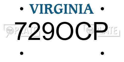 729OCP Virginia License Plate