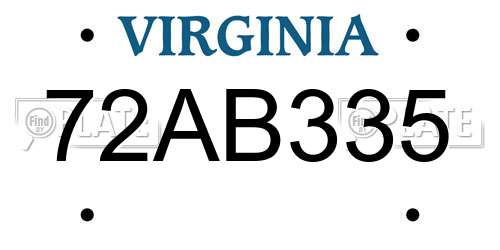 72AB335 Virginia License Plate