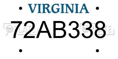 72AB338 Virginia License Plate