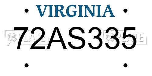72AS335 Virginia License Plate
