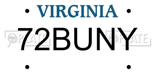 72BUNY Virginia License Plate