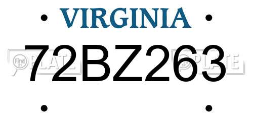 72BZ263 Virginia License Plate