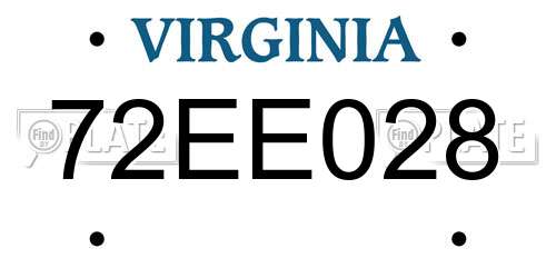72EE028 Virginia License Plate