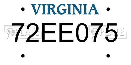 72EE075 Virginia License Plate