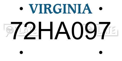 72HA097 Virginia License Plate