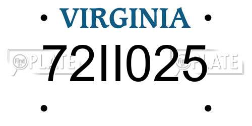 72II025 Virginia License Plate