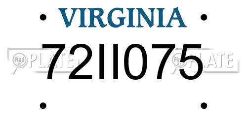 72II075 Virginia License Plate