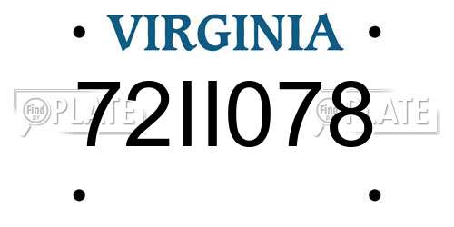 72II078 Virginia License Plate