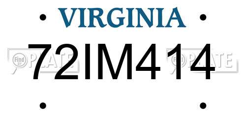 72IM414 Virginia License Plate