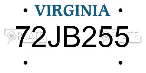 72JB255 Virginia License Plate
