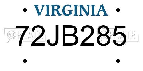 72JB285 Virginia License Plate