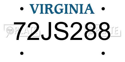72JS288 Virginia License Plate
