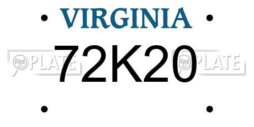 72K20 Virginia License Plate