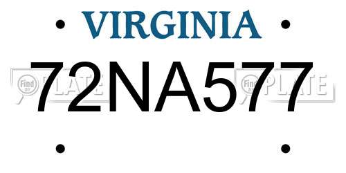 72NA577 Virginia License Plate