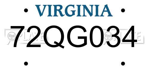 72QG034 Virginia License Plate