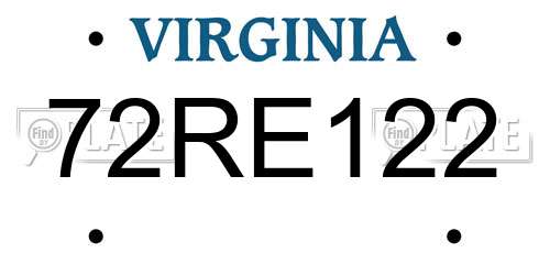 72RE122 Virginia License Plate