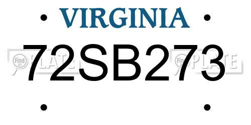 72SB273 Virginia License Plate