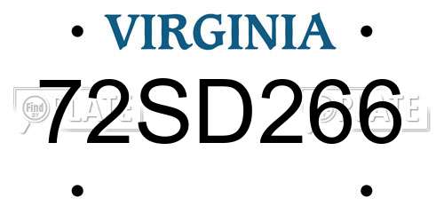 72SD266 Virginia License Plate