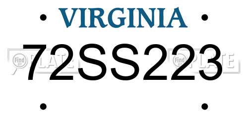 72SS223 Virginia License Plate