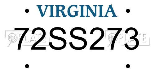 72SS273 Virginia License Plate