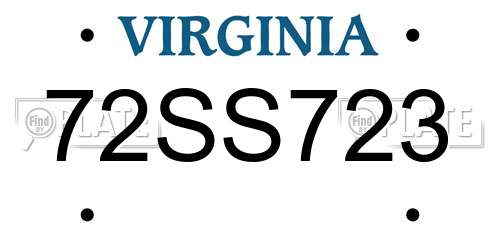 72SS723 Virginia License Plate