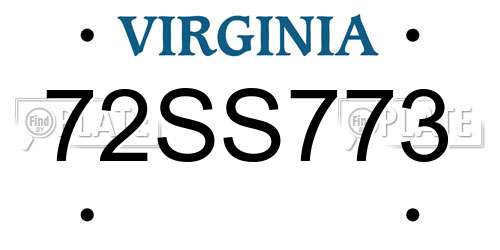 72SS773 Virginia License Plate
