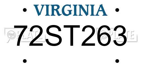 72ST263 Virginia License Plate