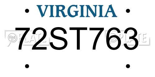 72ST763 Virginia License Plate