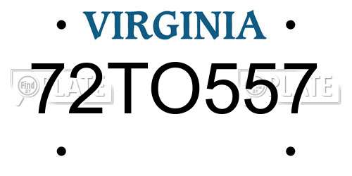 72TO557 Virginia License Plate