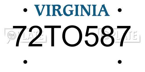 72TO587 Virginia License Plate