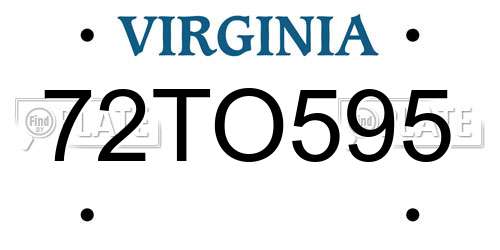72TO595 Virginia License Plate