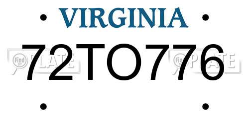 72TO776 Virginia License Plate
