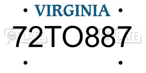 72TO887 Virginia License Plate