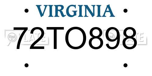 72TO898 Virginia License Plate